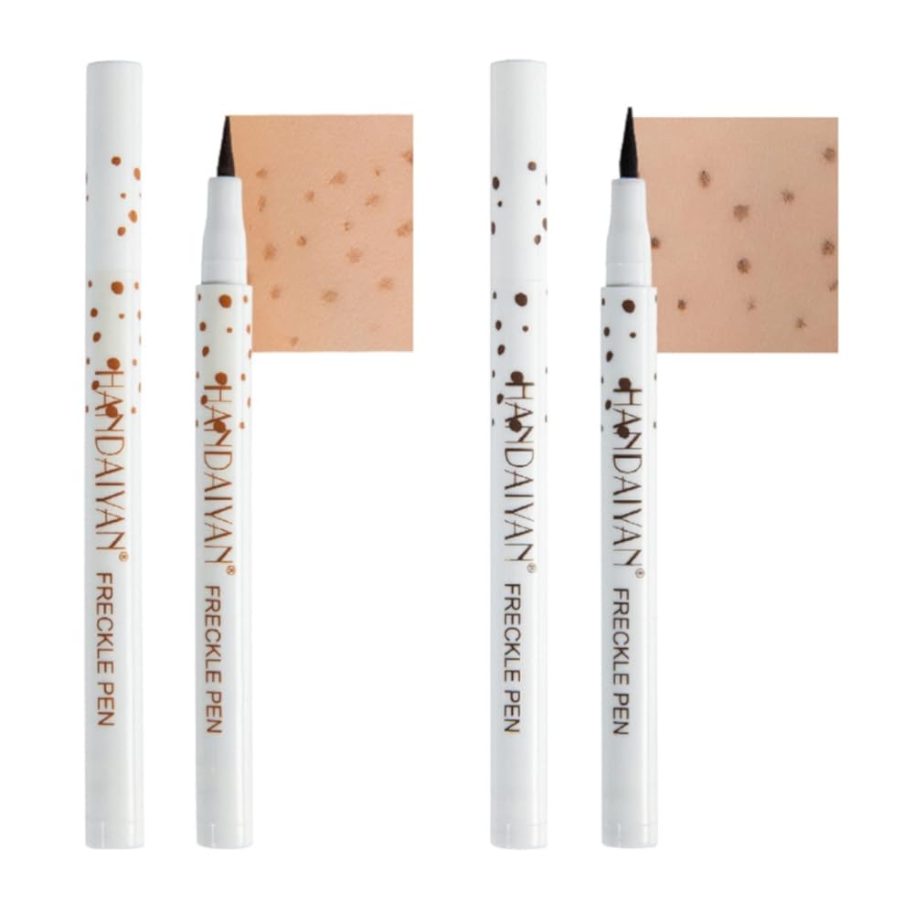 Freckle Pen,2 Colors Natural Lifelike Fake Freckles Makeup Pen,Magic Freckle Color Makeup Tool(Dark Brown+Light Brown)
