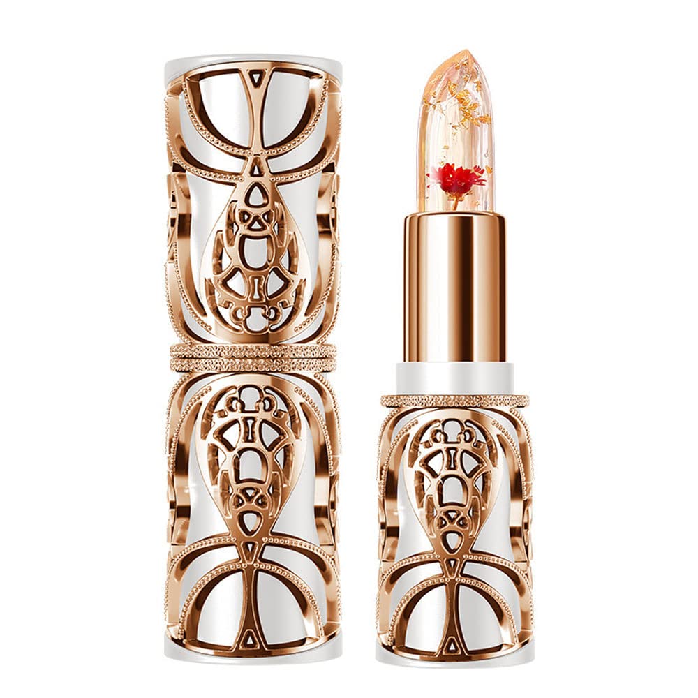 Crystal Flower PH Lip Balm Color Changing Magic Lipstick Jelly Flower Luxury Lip Balm Mood Lipstick Color Changing Long Lasting Nutritious Lip Gloss Clear Lipstick