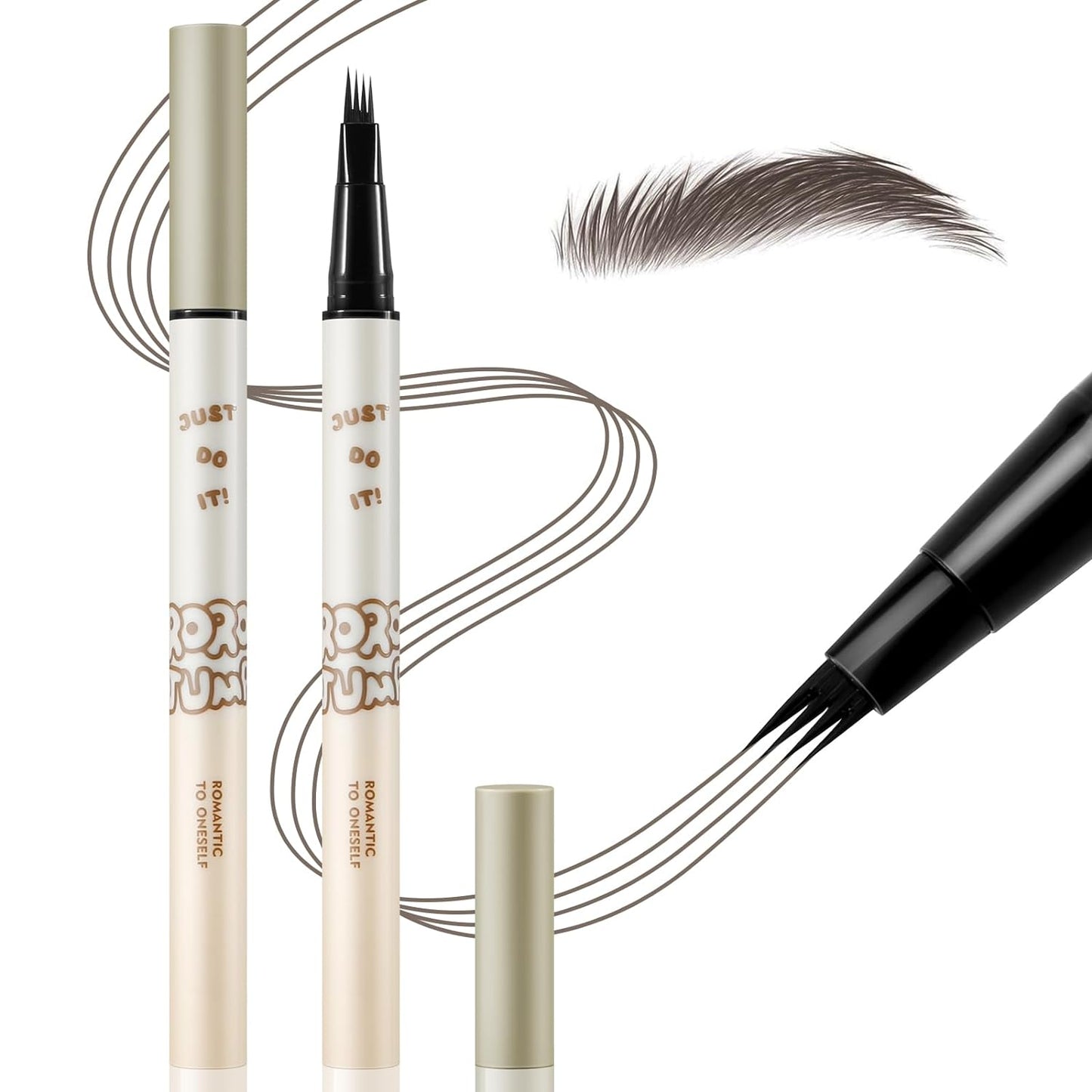 Apooliy Waterproof Eyebrow Pencil Microblading Liquid Brow Pen,Micro 4 Point Eyebrow Gel,Long-Lasting,Creates Natural Looking Brows Effortlessly