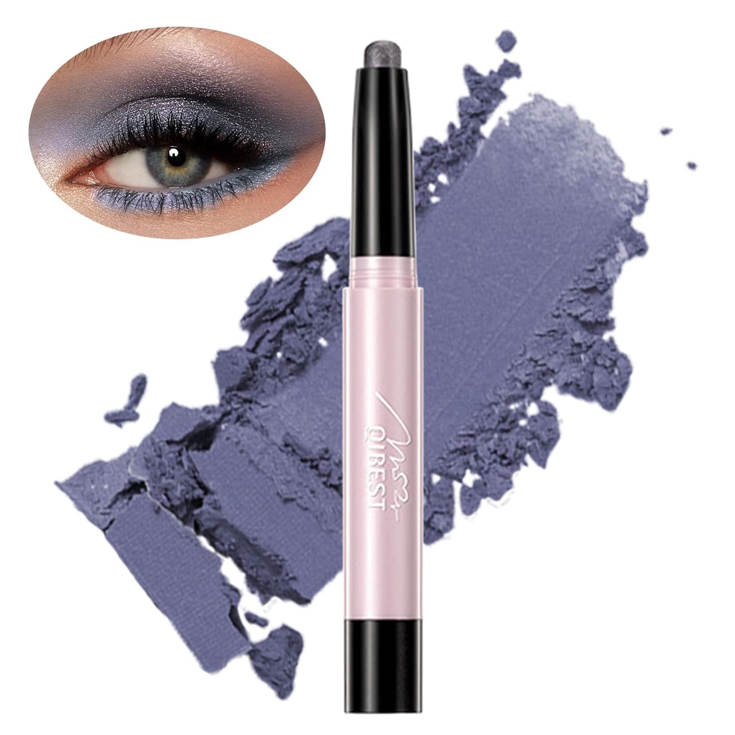 iGuzvaw Matte Eyeshadow Stick,Cream to Powder Waterproof Eye Shadow Eyeliner Pencil Crayon,Long Lasting buildable Neutral Eye Makeup (Shimmer,11# Frosty Blue)