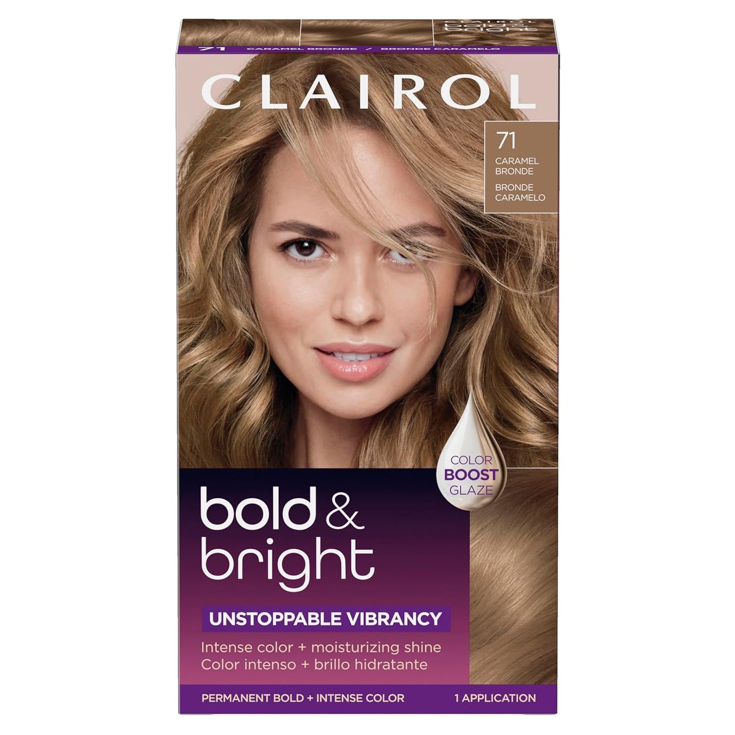 Clairol Bold & Bright Permanent Hair Dye, 71 Caramel Bronde Hair Color, Pack of 1