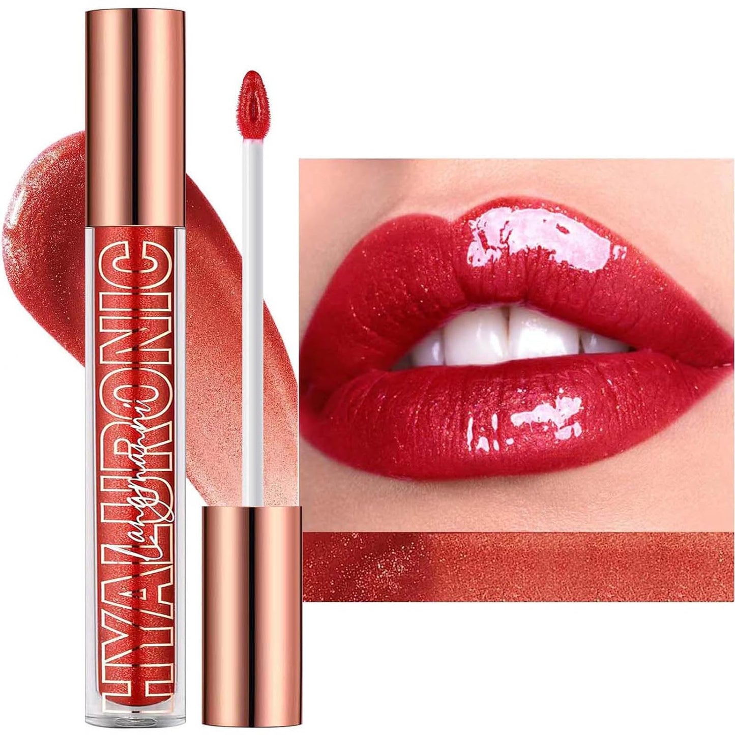 Maxzitank Cherry Red Lip Gloss Lip Plumper Gloss Tinted Glitter Lipgloss Lip Oil Teens Moisturizing High Shine And Vegan Plumping Lip Gloss For Women Girls Long-Lasting Dry Lip Care (06# Cherry Red)