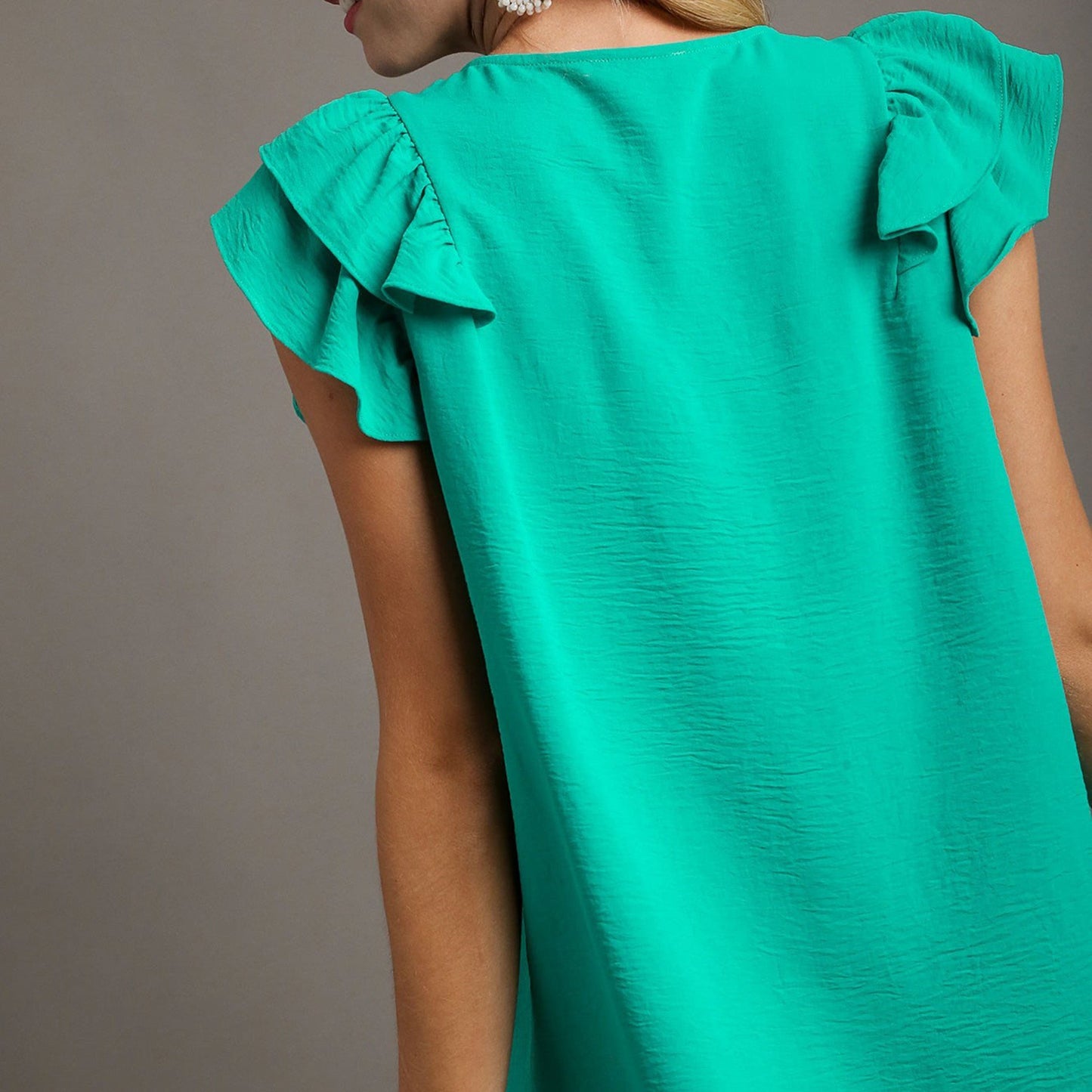 Women's Solid Ruffle Short Sleeve