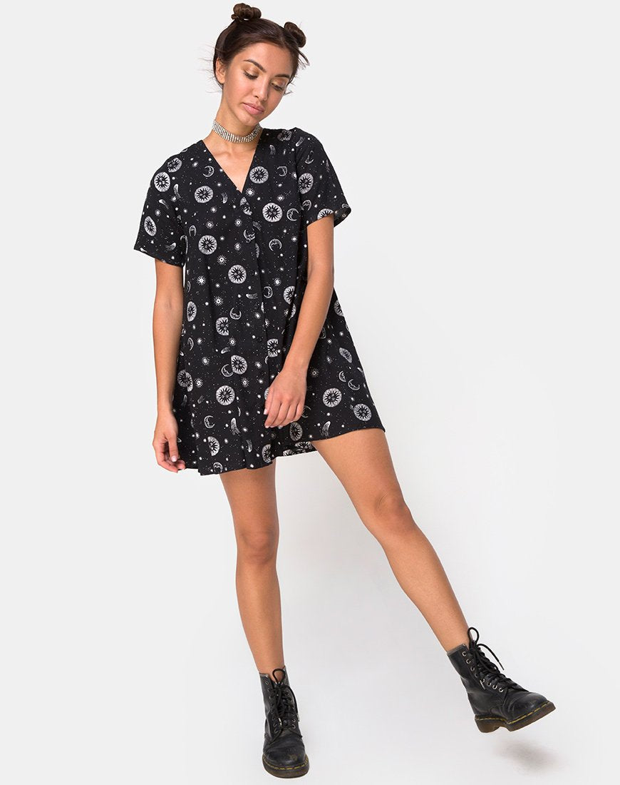 Crosena Swing Dress in Small Celestial Black X Princess Polly