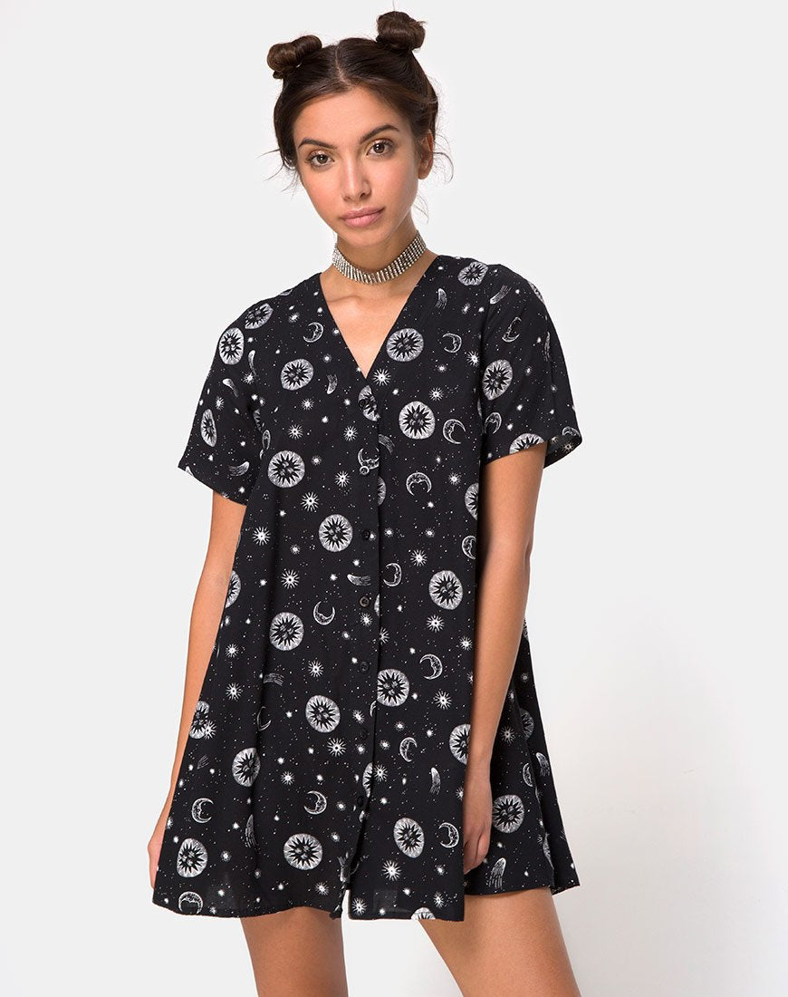 Crosena Swing Dress in Small Celestial Black X Princess Polly