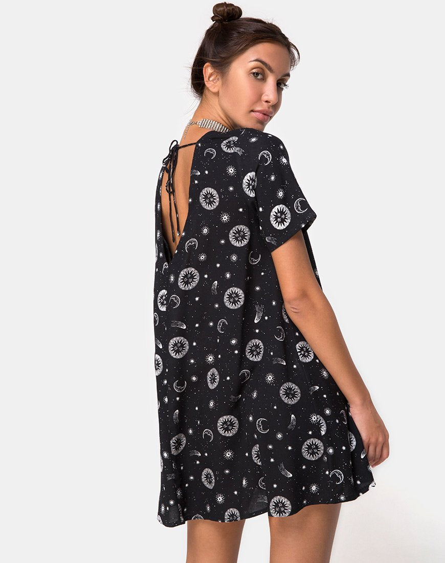 Crosena Swing Dress in Small Celestial Black X Princess Polly