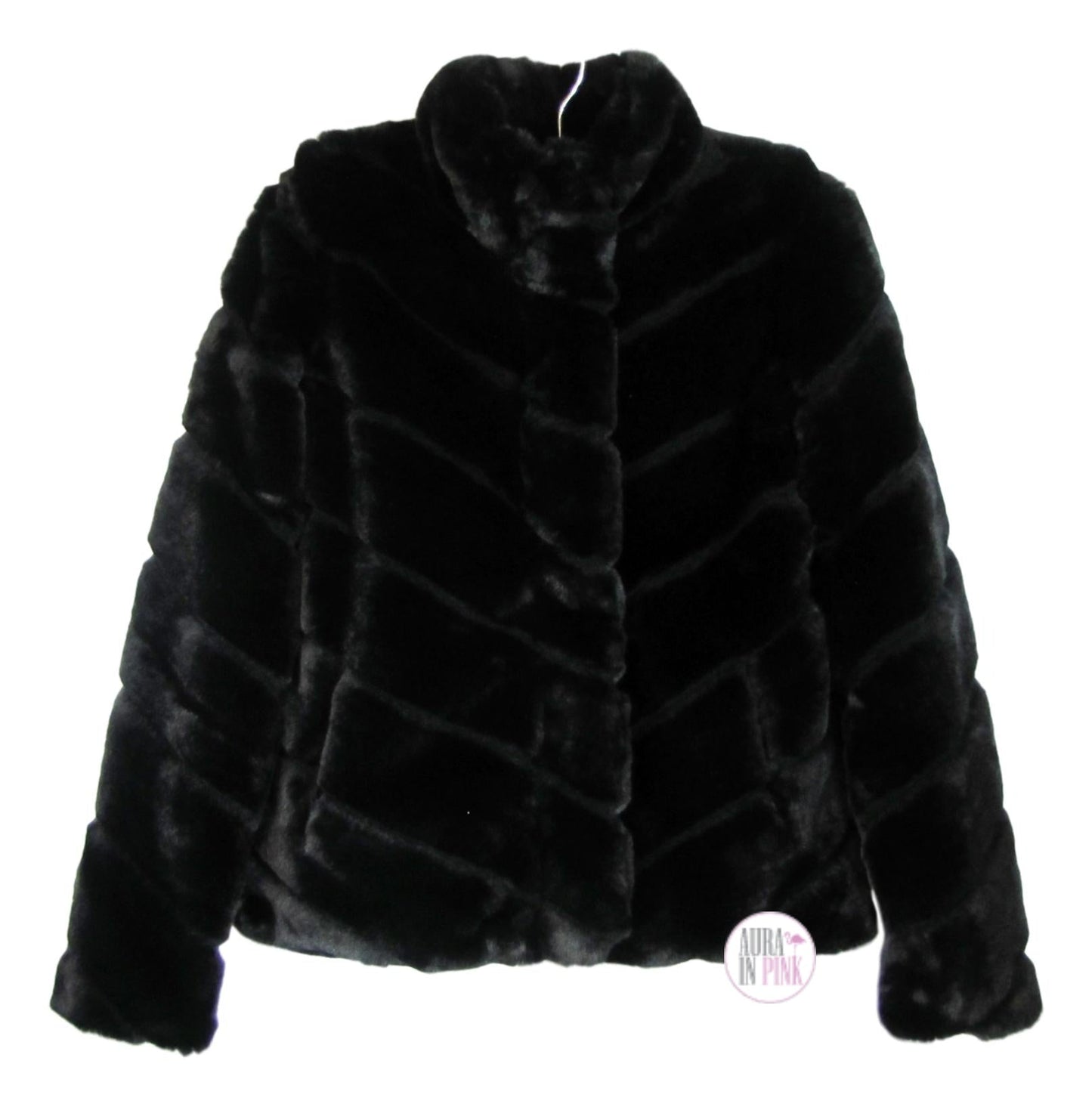 Ci Sono Kids by Cavalini Ultra Luxury Black Mink Faux Fur Plush Coat