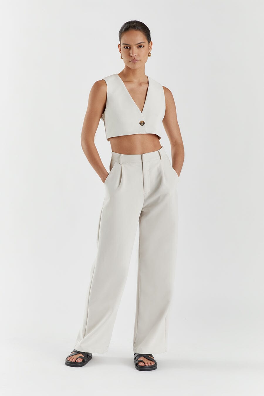 ROWAN BONE CROPPED VEST Clothing DISSH Boutiques 14 BONE