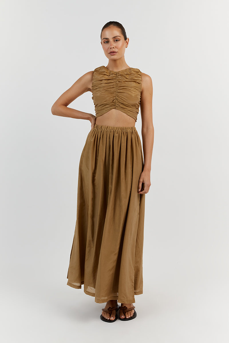 FRANKIE GOLD SLEEVELESS CROP TOP Clothing DISSH Boutiques 16 GOLD