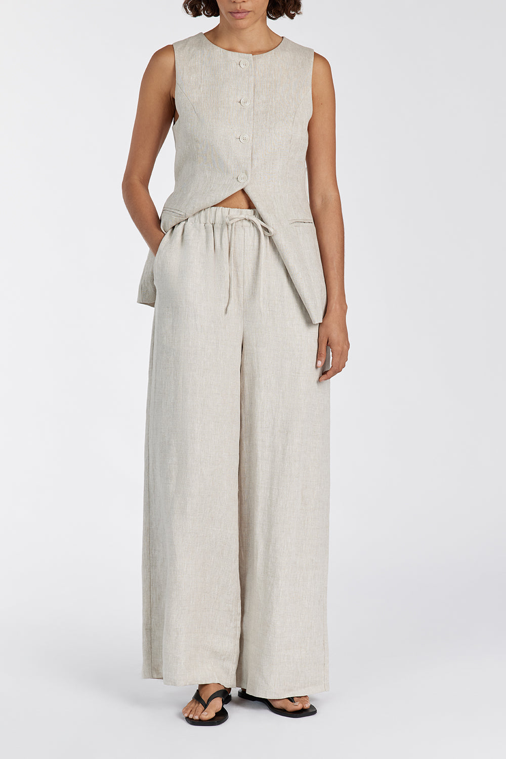 GINA NATURAL LINEN WAIST PANT
