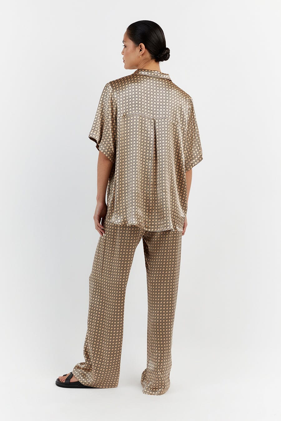 LOU SWIRL SATIN DRAWSTRING PANT