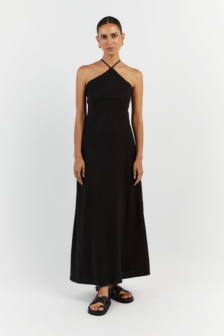 LEVI BLACK TENCEL BLEND MIDI DRESS