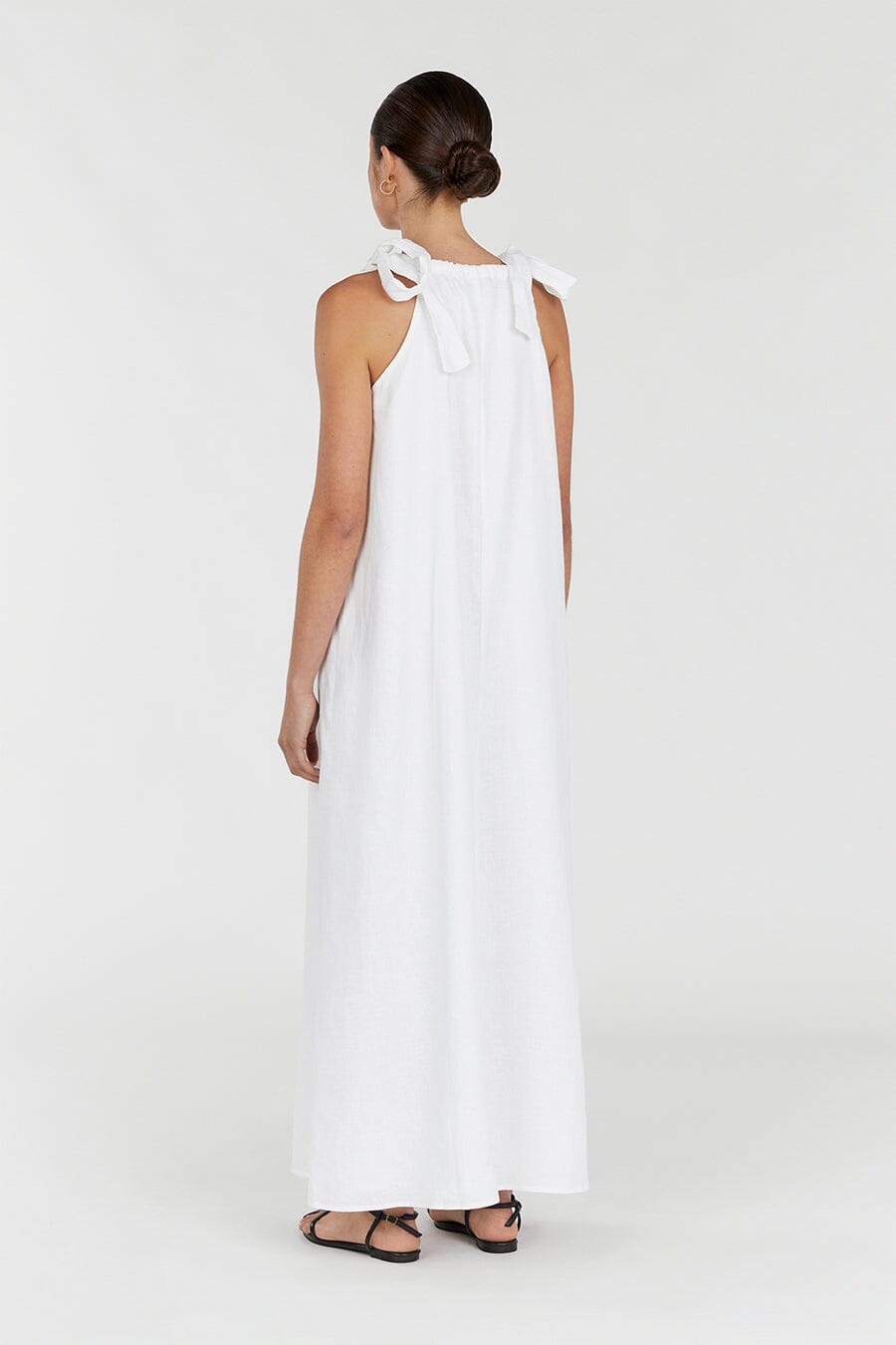 SAYLOR WHITE BOW LINEN MAXI DRESS