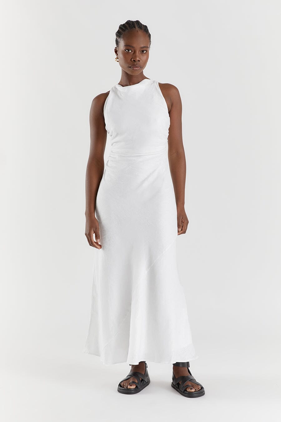 ROSE WHITE LINEN MAXI DRESS Clothing DISSH Boutiques 14 WHITE