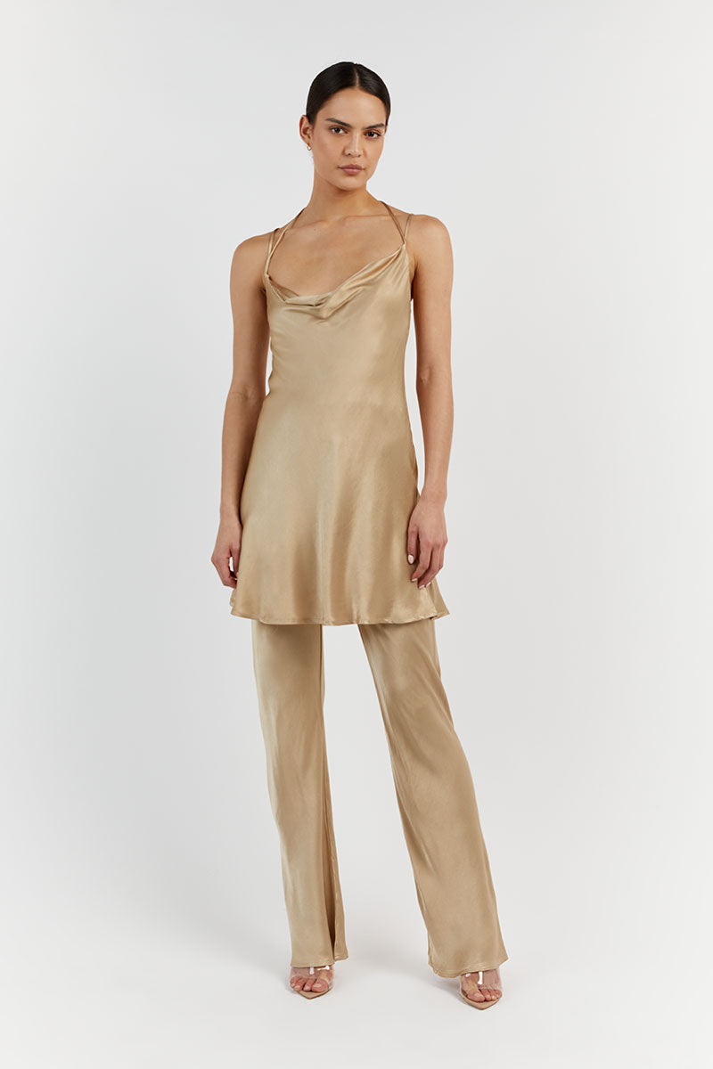 CHARLI GOLD SATIN MULTI STRAP TUNIC Clothing DISSH Boutiques 6 GOLD