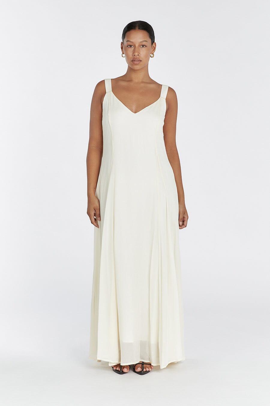 EMILY BUTTERMILK V-NECK MAXI DRESS