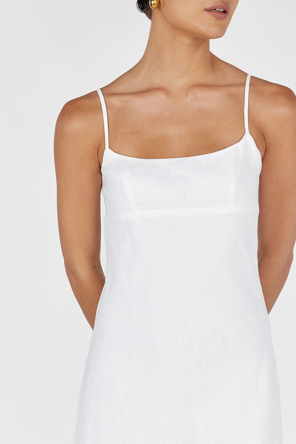 LUCIA WHITE LINEN MIDI DRESS