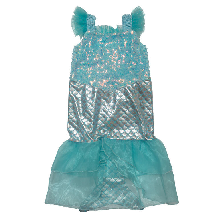Elly & Emmy Girls 4-Piece Sequin Aqua Mermaid Dress Up Set w/Accessories - Assorted Sizes