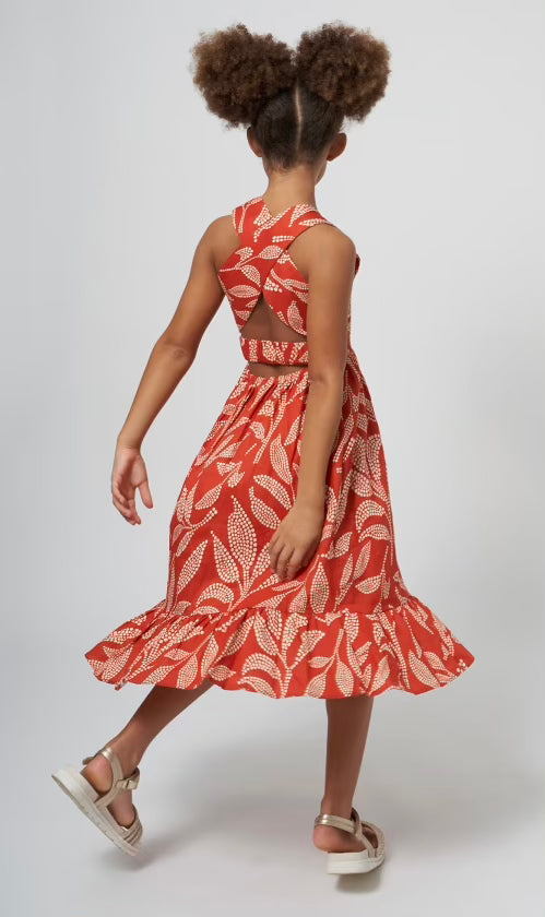 Crossback Printed Midi Dress