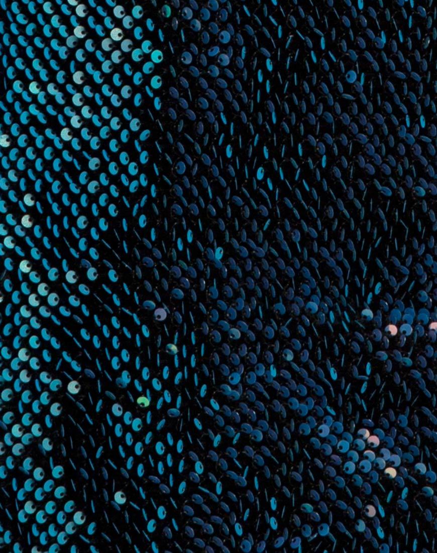 Gabby Plunge Back Dress in Iridescent Opal Shine Sequin