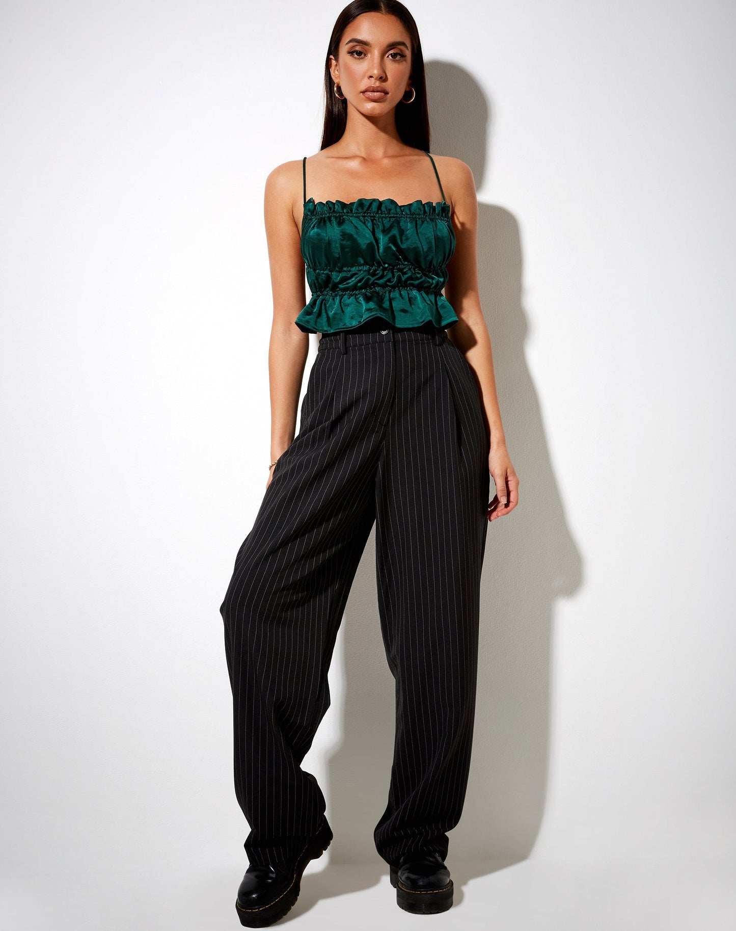 Gamera Cami Top in Satin Forest Green