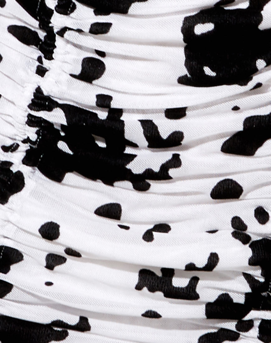 Jemora Mini Dress in Flock Dalmation Black and White