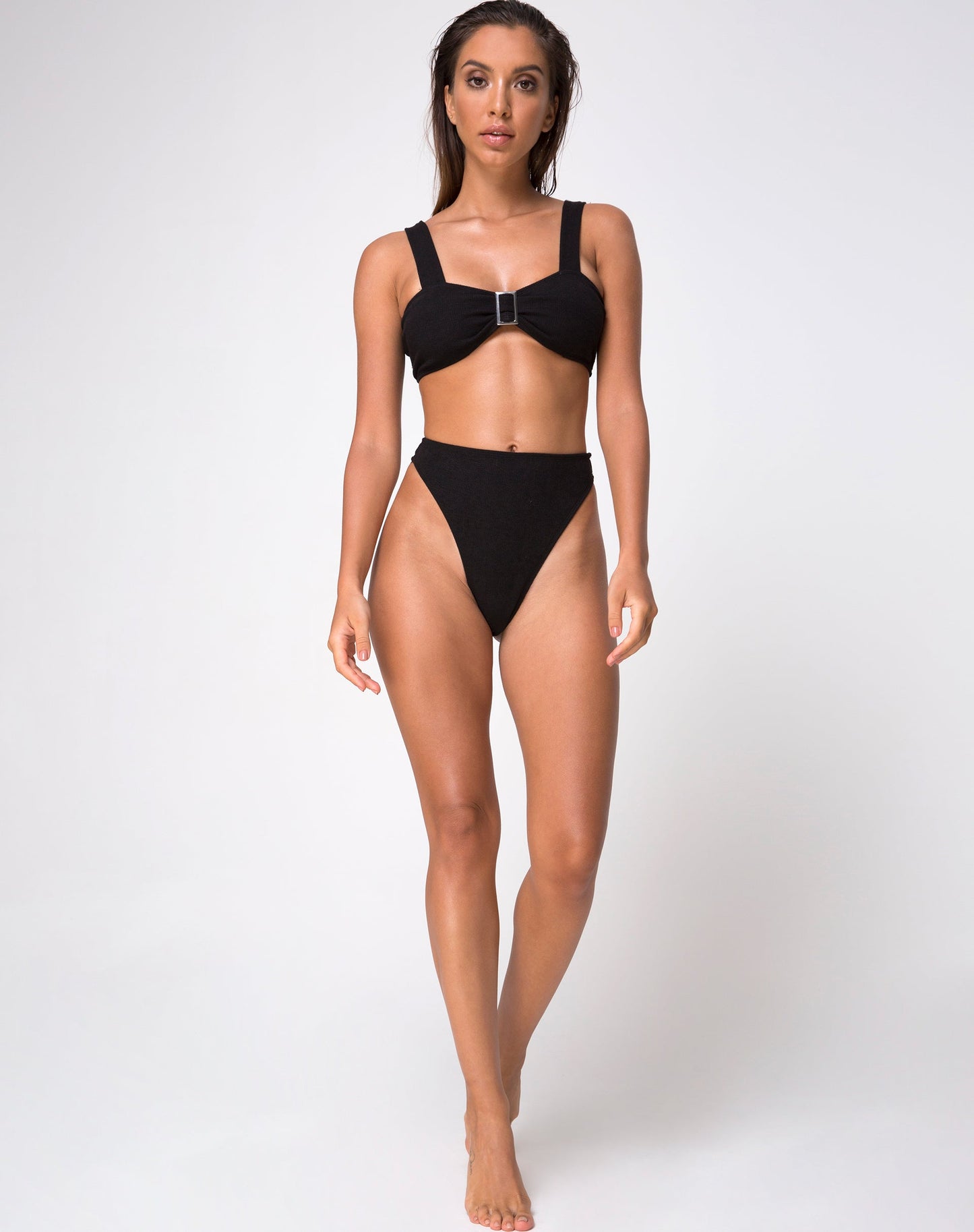 Kyla Bikini Top in Black Mini Rib