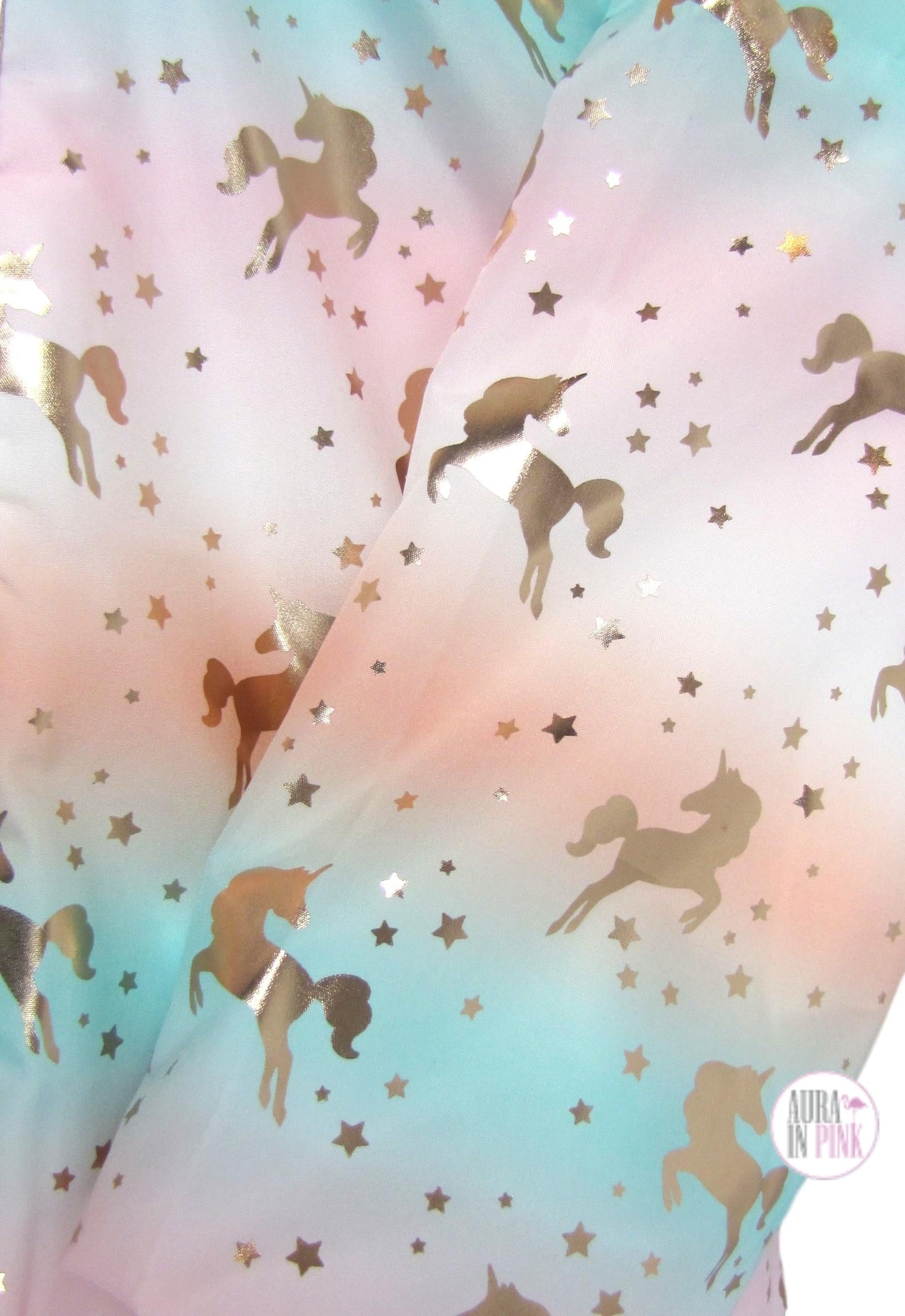 Penelope Mack Pastel Cotton Candy Gold Unicorns Hooded Jacket w/Super Soft Plush Lining