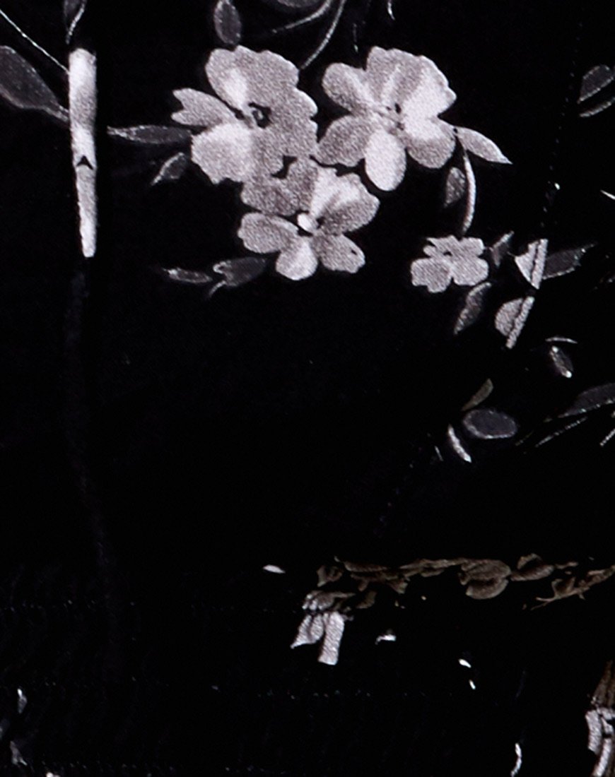 Raquel Crop Top in Mono Flower Black
