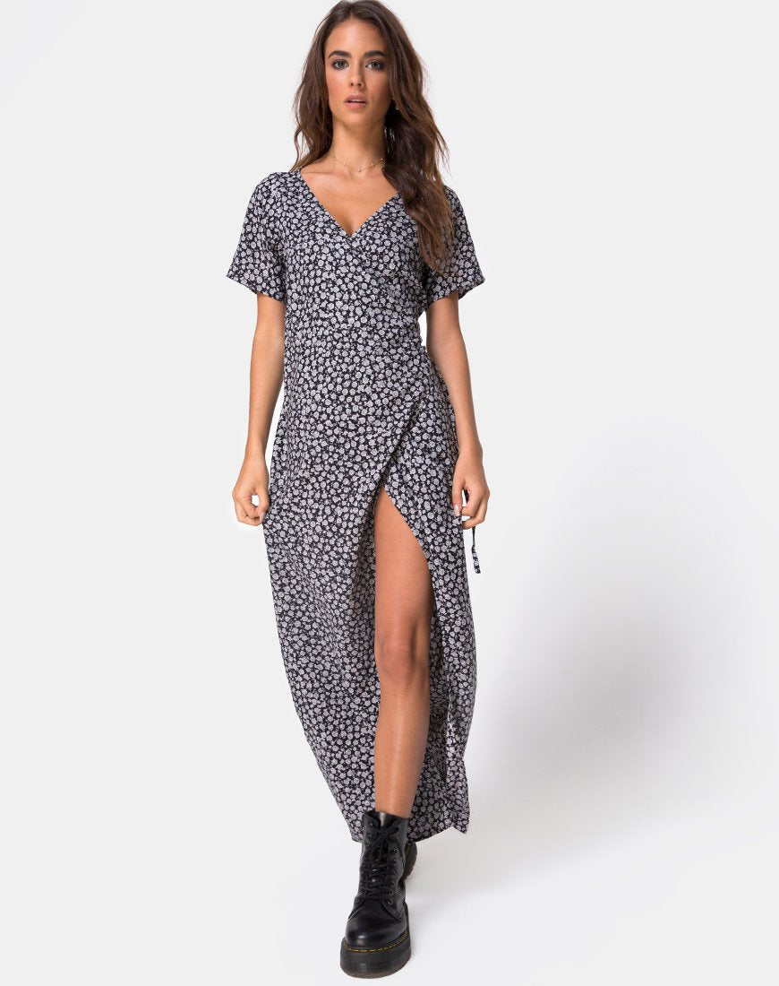 Riva Dress in Ditsy Rose Black