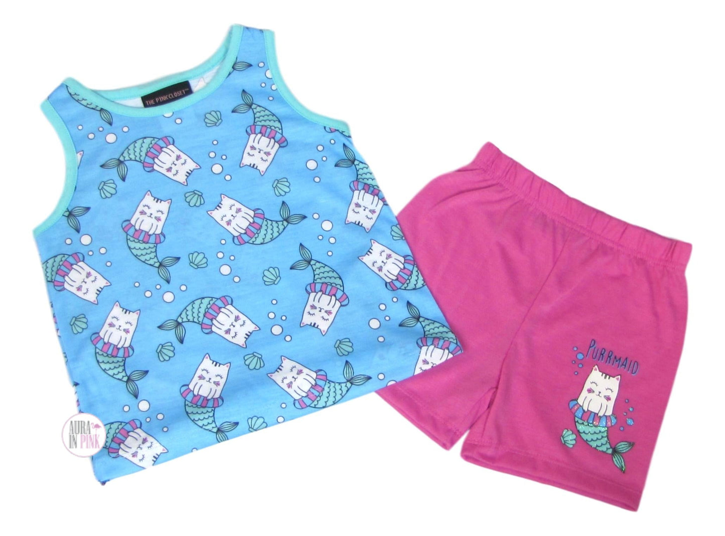 The Pink Closet Purrmaid Pajama 2-Pc Tank Top & Shorts Set
