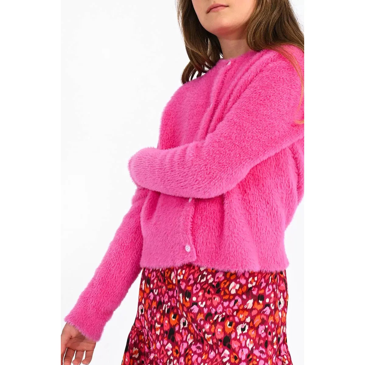 Crewneck Cardigan, Pink