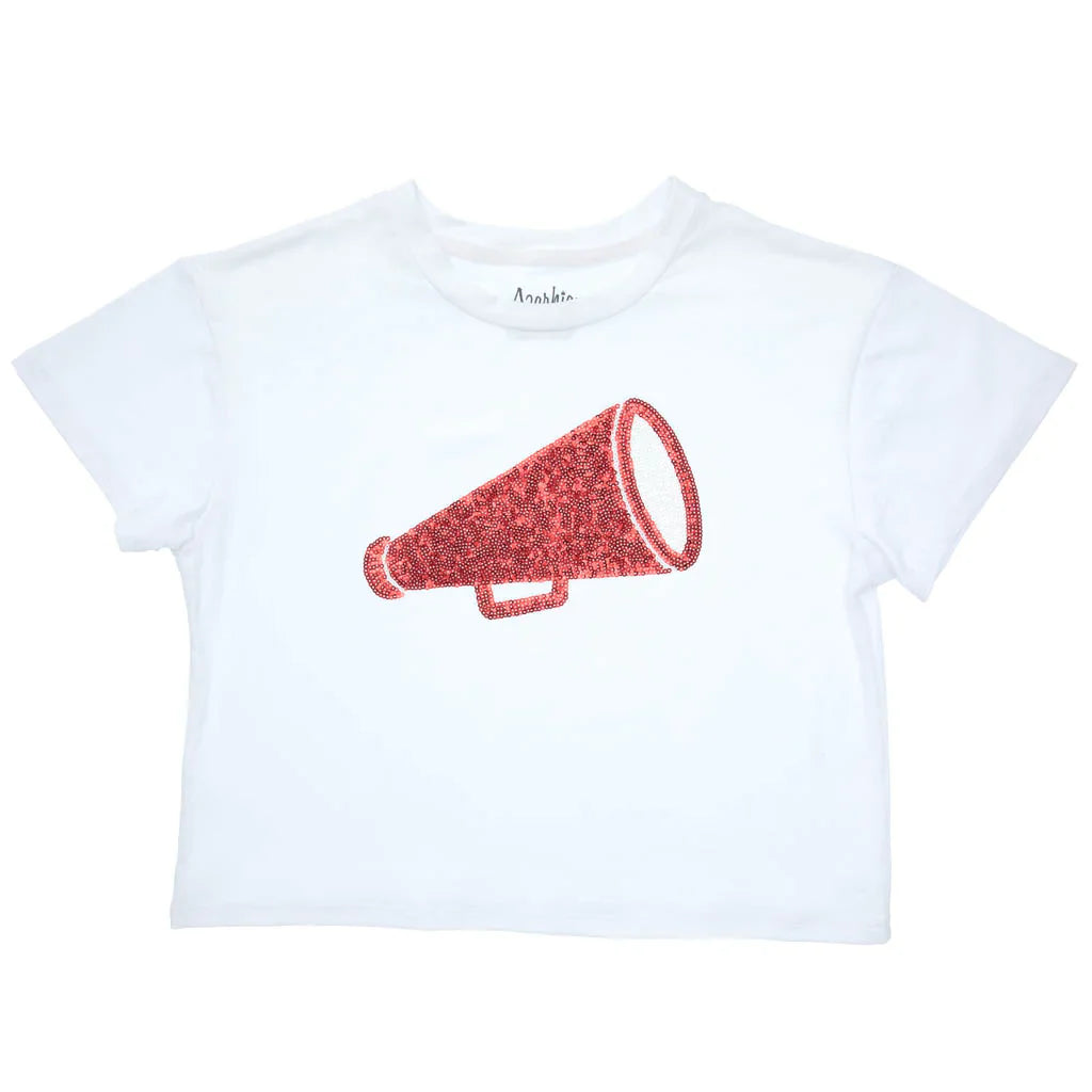 Red Sequin Megaphone Boxy Tee