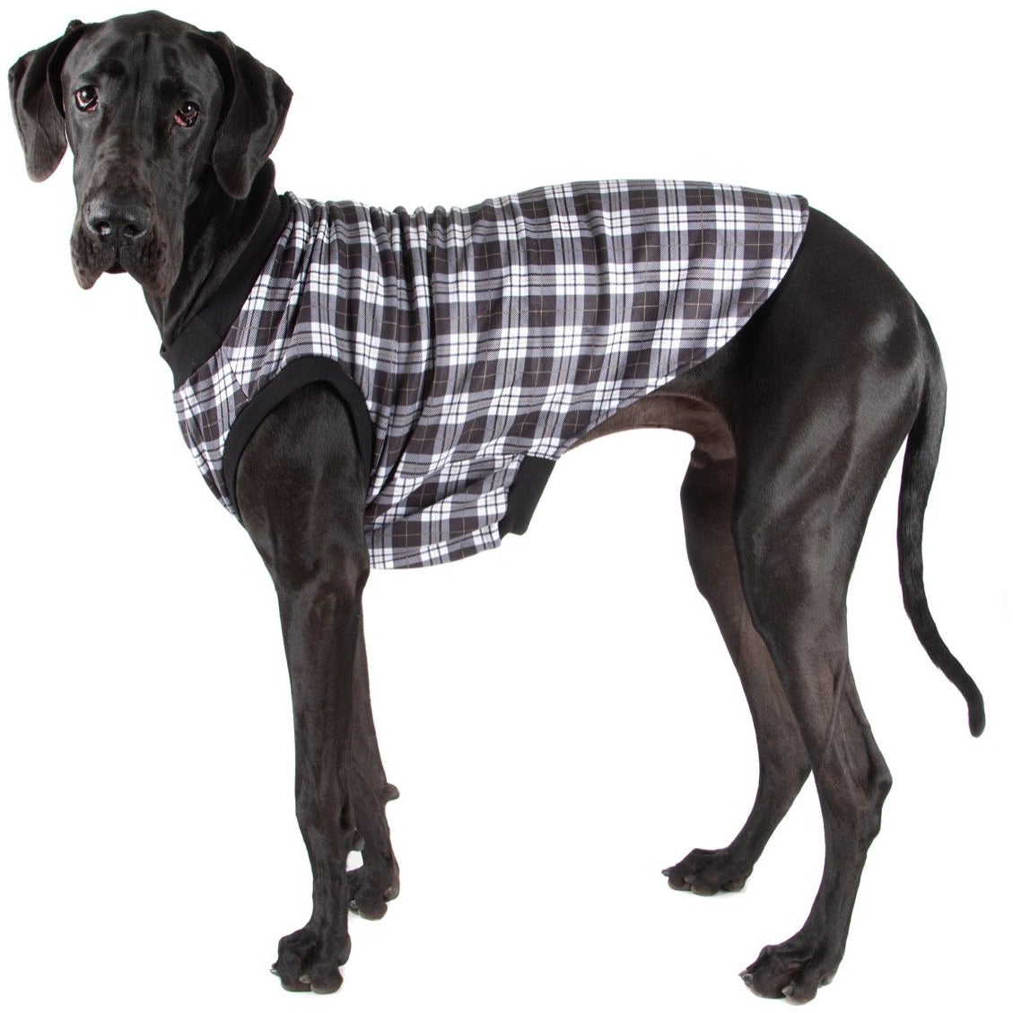 DOG FLEECE PYJAMAS: Black Plaid {FINAL SALE}