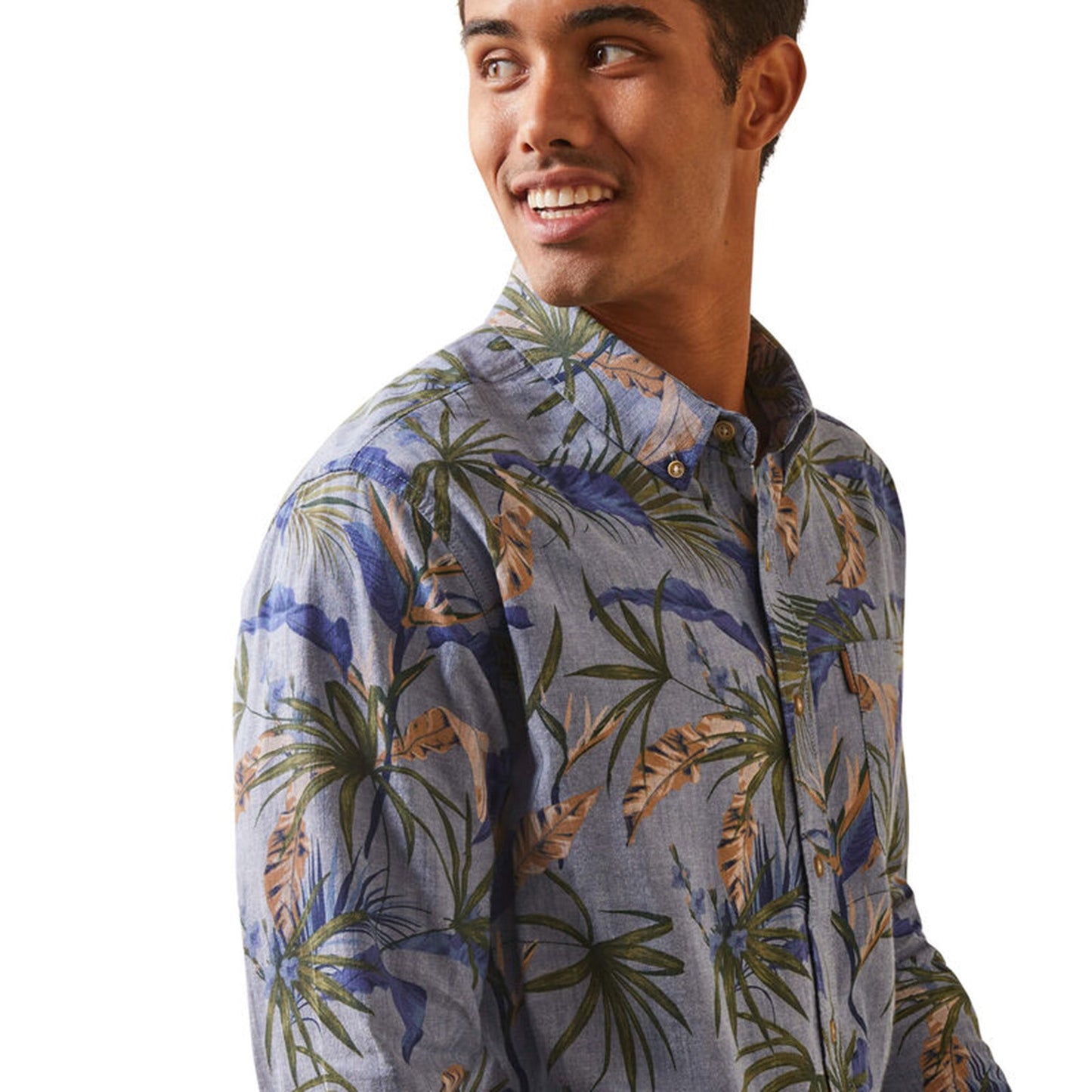 Ariat Men's Blue and White Iverson Hawaiian