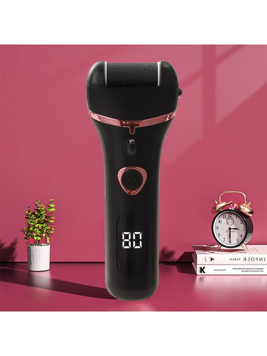 1pc Electric Foot File With Lcd Screen, Rechargeable Portable Callus Remover With Led Light, Professional Foot Care Tool, 2 Speed Settings, Perfect Gift For Foot Dead Skin Removal (black)