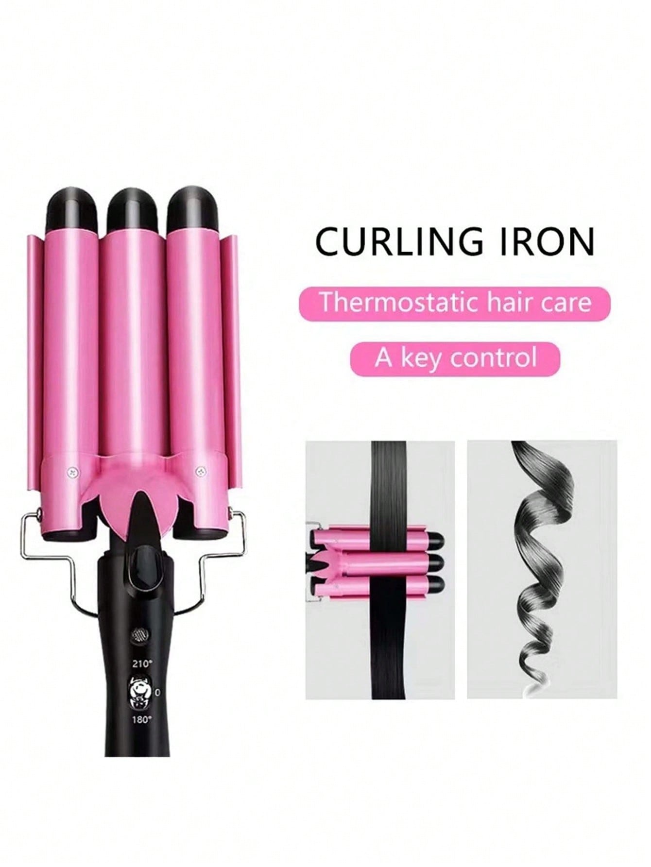 1pc, 3 Barrel Curling Iron With 22mm Ceramic Barrels, Adjustable Temperature Hair Styling Tool For Achieving Waves