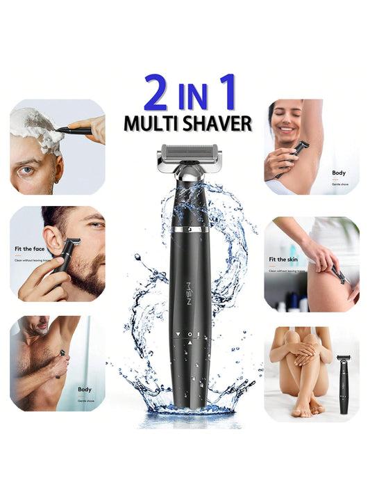 1pcs MSN #T3P Waterproof Rechargeable Multipurpose Electric Razor,Washable Shaver,Hair Trimmer,Beard Trimmer,Rotating Shaver,2IN1, Wet & Dry,Intellgent Self-Grinding Technology,Durable Stainless Steel,Floating Head,Without Skin Irritation,