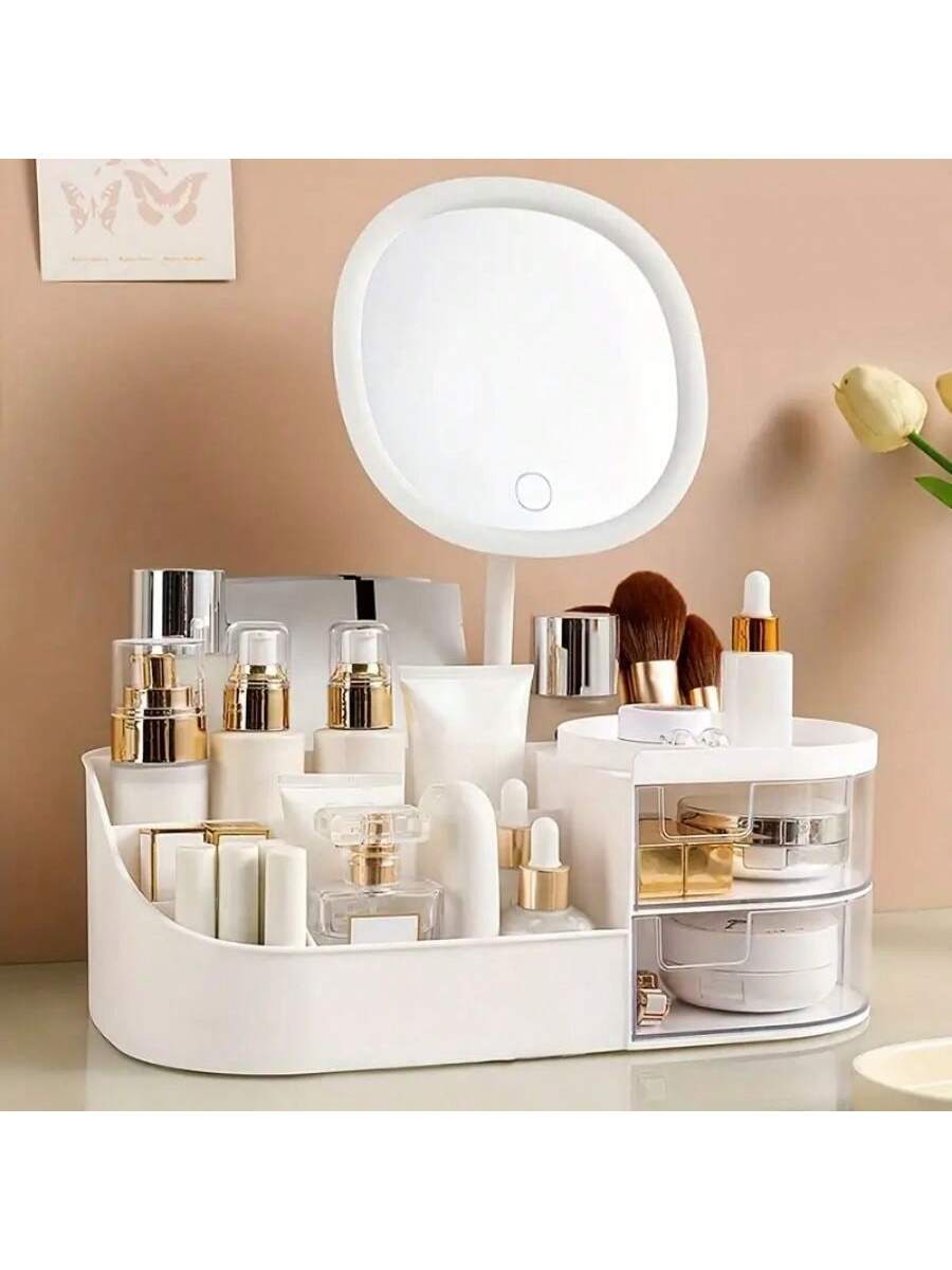 1p New-Hot-Perfume Drawer Makeup Storage Box Desktop Dresser Makeup Mirror Skin Care Shelf Cross-Border Lipstick Makeup Box