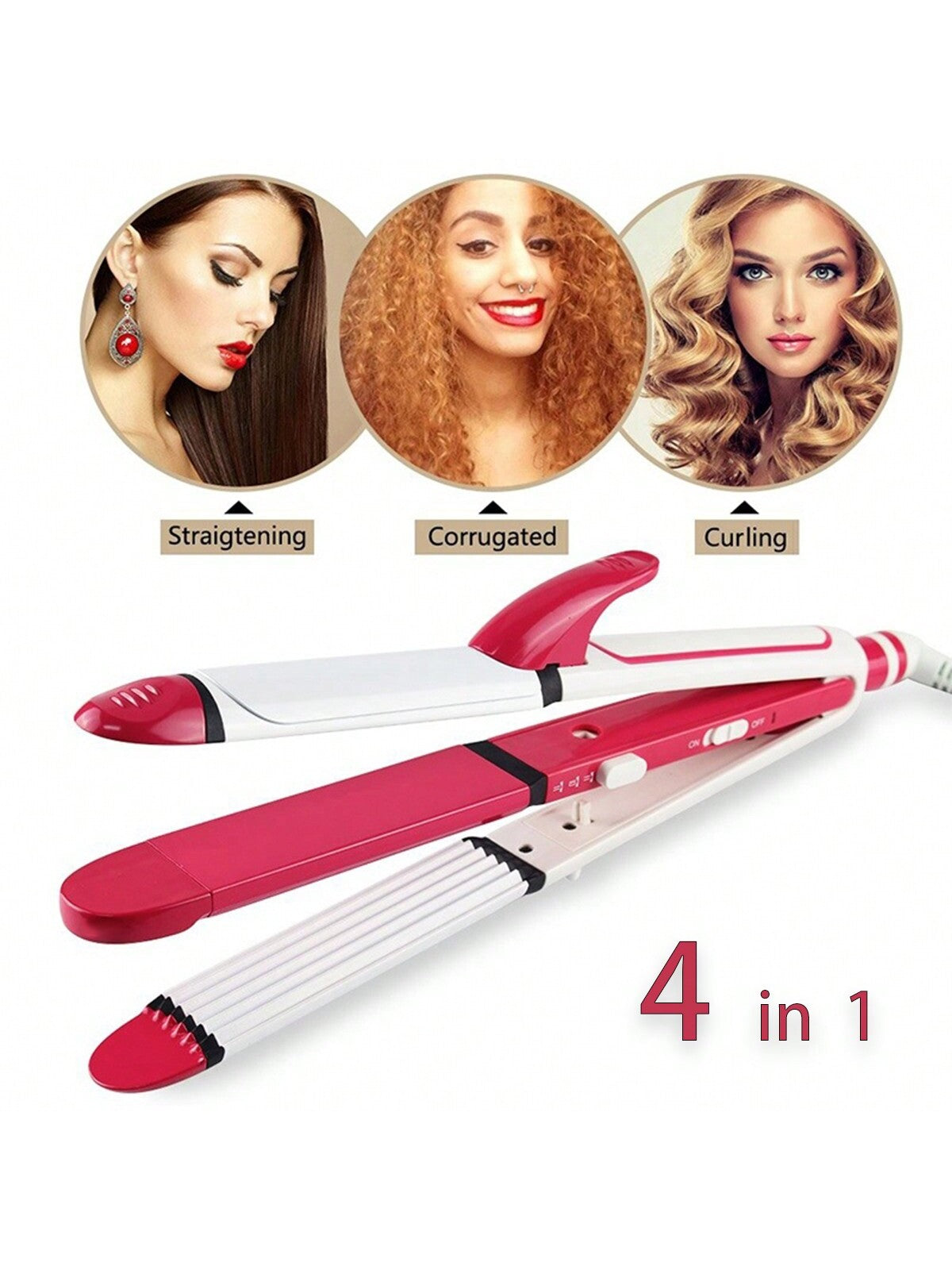 1pc 3 In 1 Professional Multi-Functional Hair Curler, Straightener And Electric Corn Clip To Keep Hair Unharmed And Create Beautiful Hairstyles