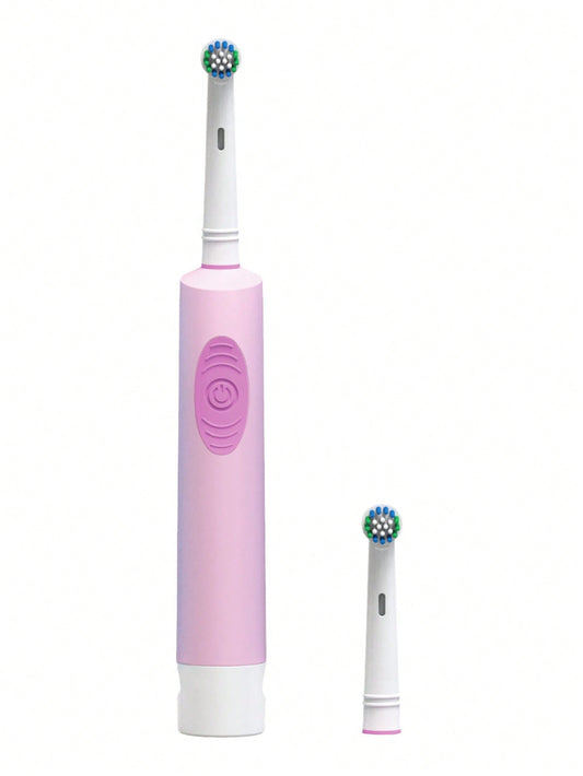 Electric Toothbrush With 1 Replacement Brush Head, 45 Days Long Battery Life, 2 Minutes Smart Timer, IPX5 Waterproof, 5000RPM Rotary, Operated By AA Batteries, Dental Care And Teeth Cleaning, Pink
