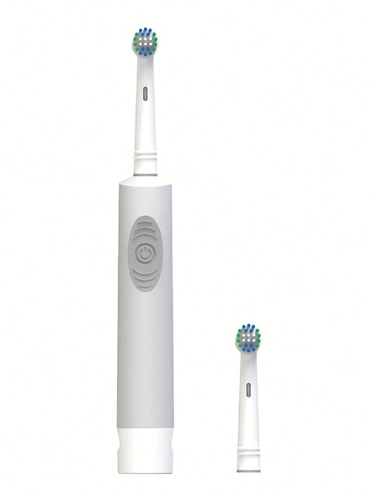 Electric Toothbrush With 1 Replacement Brush Head, 45 Days Long Battery Life, 2 Minutes Smart Timer, IPX5 Waterproof, 5000RPM Rotary, Operated By AA Batteries, Dental Care And Teeth Cleaning, Gray