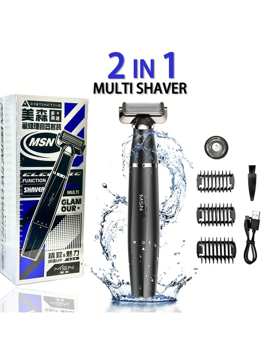 1pcs#T3P Waterproof Rechargeable Multipurpose Electric Razor,Washable Shaver,Hair Trimmer,Beard Trimmer,Rotating Shaver,2IN1, Wet & Dry,Intellgent Self-Grinding Technology,Durable Stainless Steel,Floating Head,Without Skin Irritation, Portable,Good