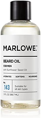 MARLOWE. No. 143 Beard Oil 3 oz, Conditioning Beard Oil for Men, Softer & Fuller Beard Care, 100% Natural Softener with Sunflower & Safflower Oil, Conditions & Nourishes Beard Health, Fragrance Free