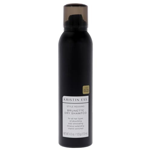 Kristin Ess Hair Brunette Dry Shampoo for Dark + Brown Hair with Vitamin C for all Hair Types - Oil Absorbing + Time Saving Dry Shampoo Powder Spray for all Hair Types, Vegan, 4 fl. oz.