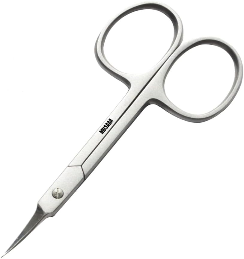 Xios Cuticle Scissors Fine Curved Blade Effetient Slim Manicure Scissors for Cuticles Professional Small Scissors with Precise Pointed Tip for Eyebrow Eyelash and Dry Skin (Classic)