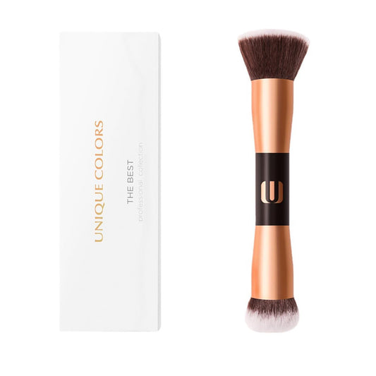 Face Foundation Brush, 2in1 Double Ended Makeup Brushes, Blush Brush, Loose Powder Brush for Blending Liquid Powder, Concealer Cream Cosmetics Makeup Tools (RoseGold)