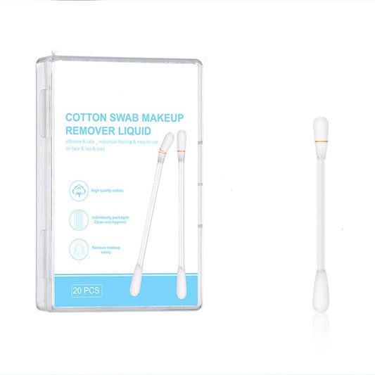 Melemando 20 PCS Cosmetic Makeup Remover Cotton Swab_Multifunctional Liquid Makeup Remover Swab for Eye and Lip.(#02)