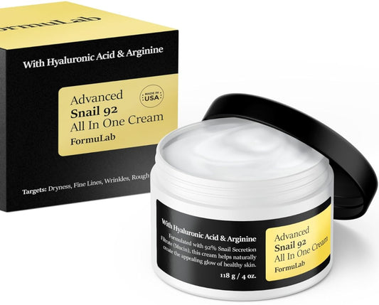 FORMULAB Advanced Snail 92 All In One Cream, Snail Mucin Moisturizer Face Cream, Anti Aging Snail Cream for Face Moisturizer 4oz