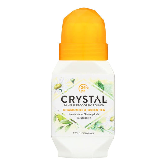 Crystal Essence Mineral Deodorant, Roll-On Chamomile and Green Tea, 2.25 Fl Oz (Pack of 1) (31661)